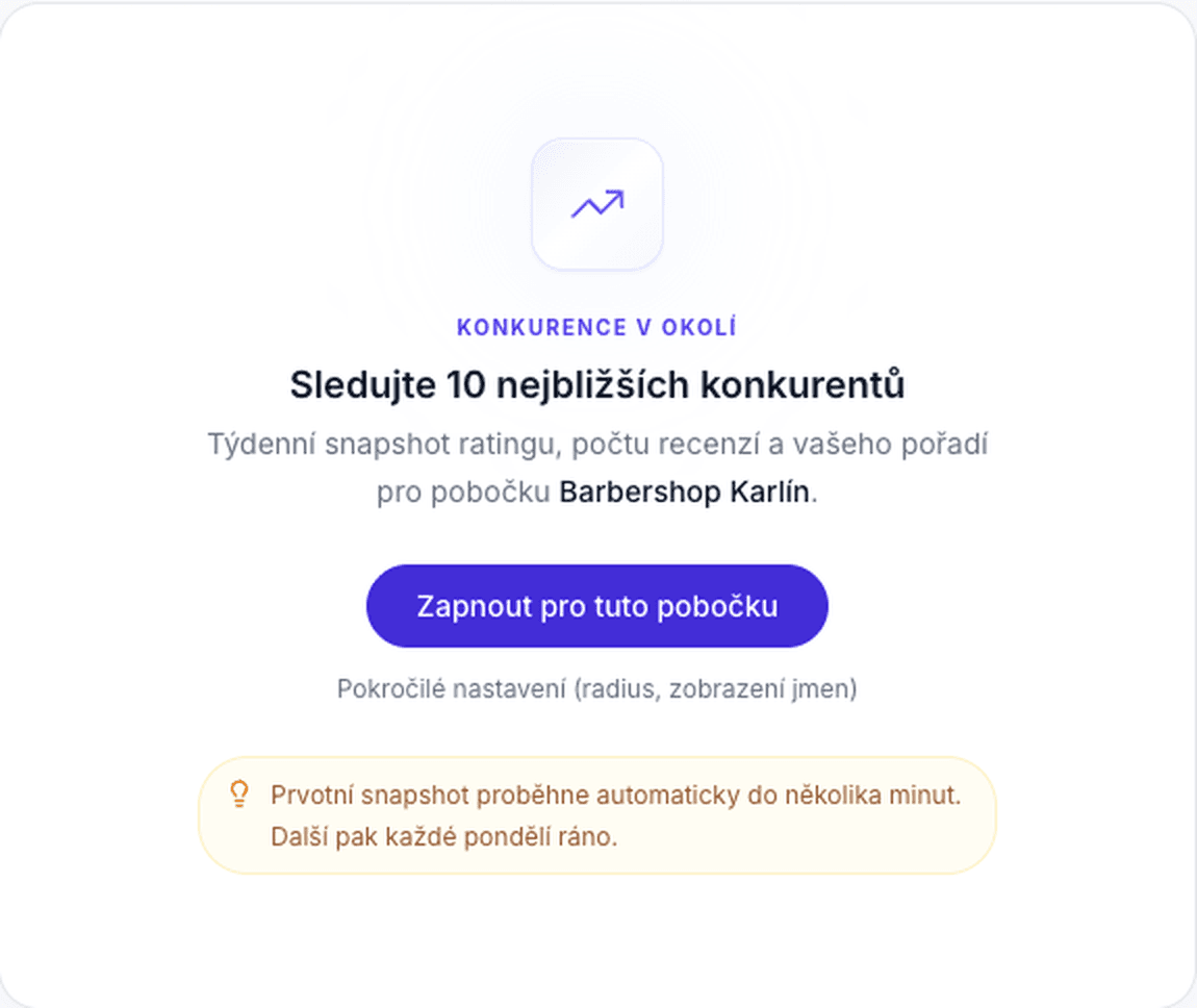 Sekce Konkurence v okolí v Reputive
