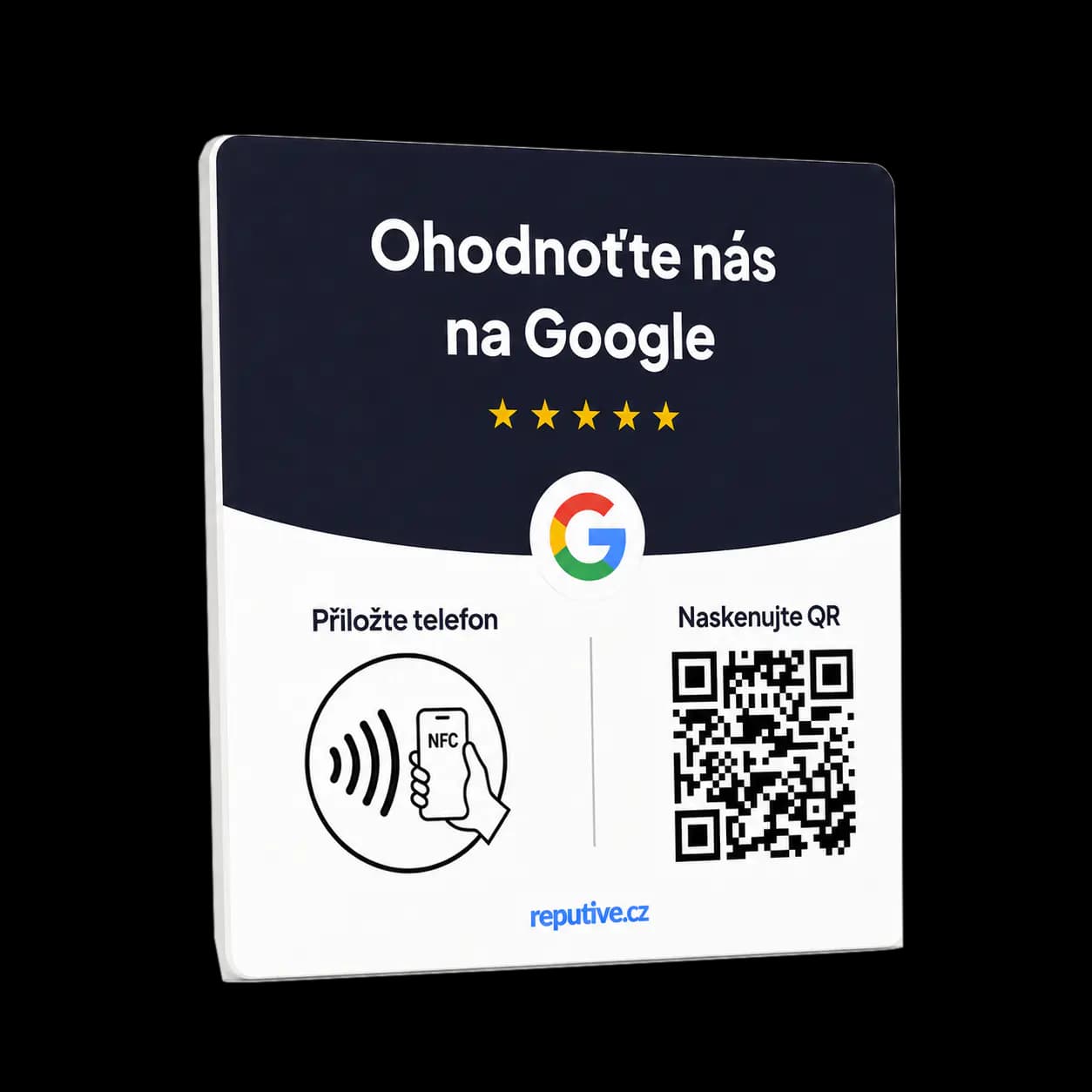 NFC destička Reputive — Ohodnoťte nás na Google